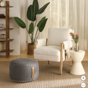Cotton Woven Looped Pouf