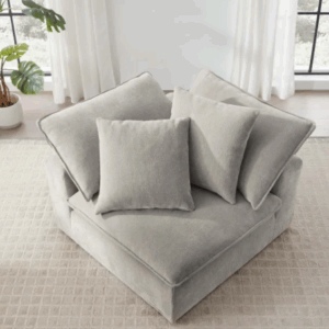 Sereen Fabric Corner Chair with 2 Pillows, Taupe